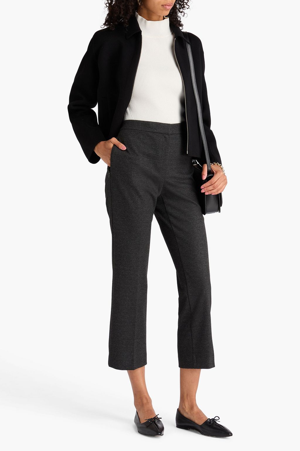 THEORY Cropped jacquard bootcut pants