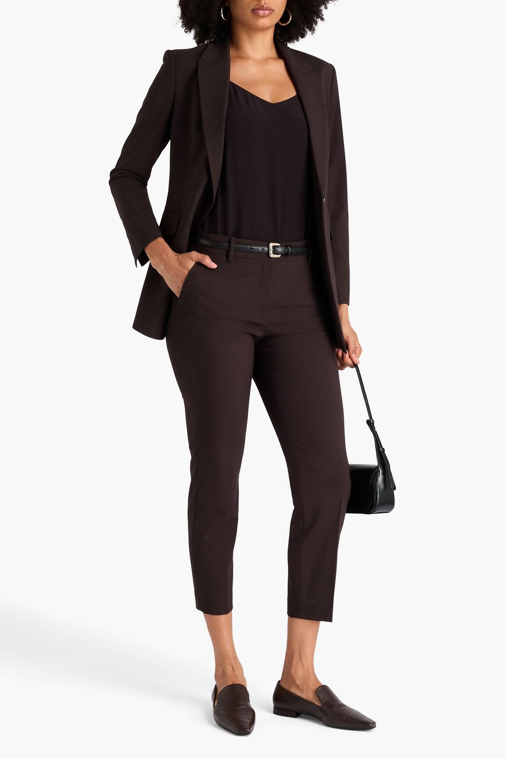 THEORY Cropped Hose „Treeca 2“ mit schmalem Bein aus einer Wollmischung