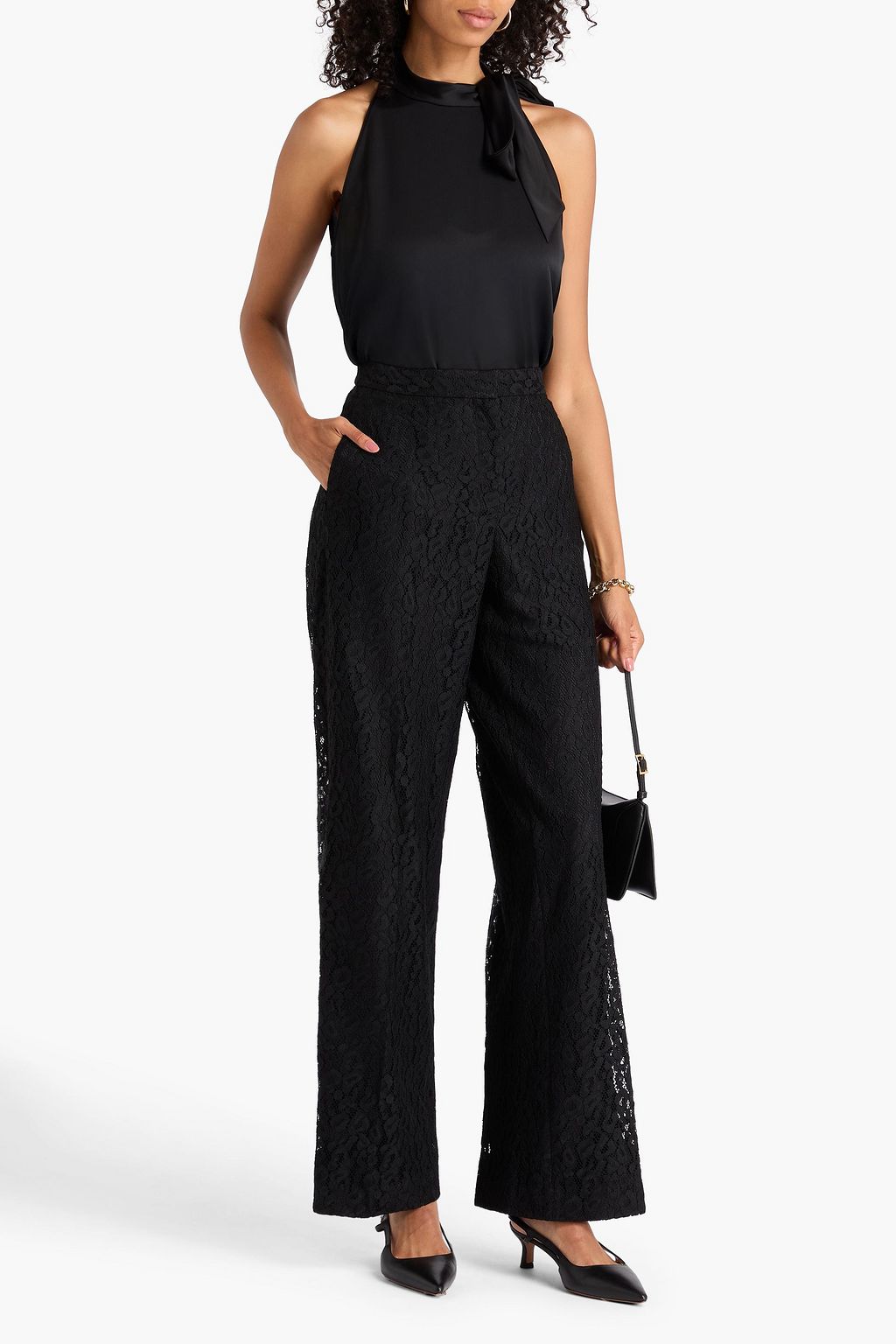 THEORY Pussy-bow crepe de chine top