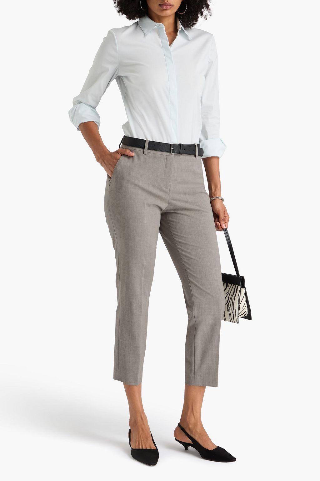 THEORY Treeca 2 cropped wool-blend slim-leg pants