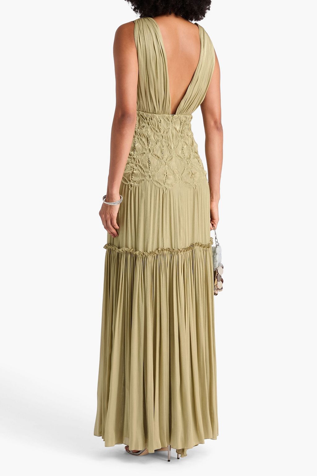 COSTARELLOS Gathered georgette gown