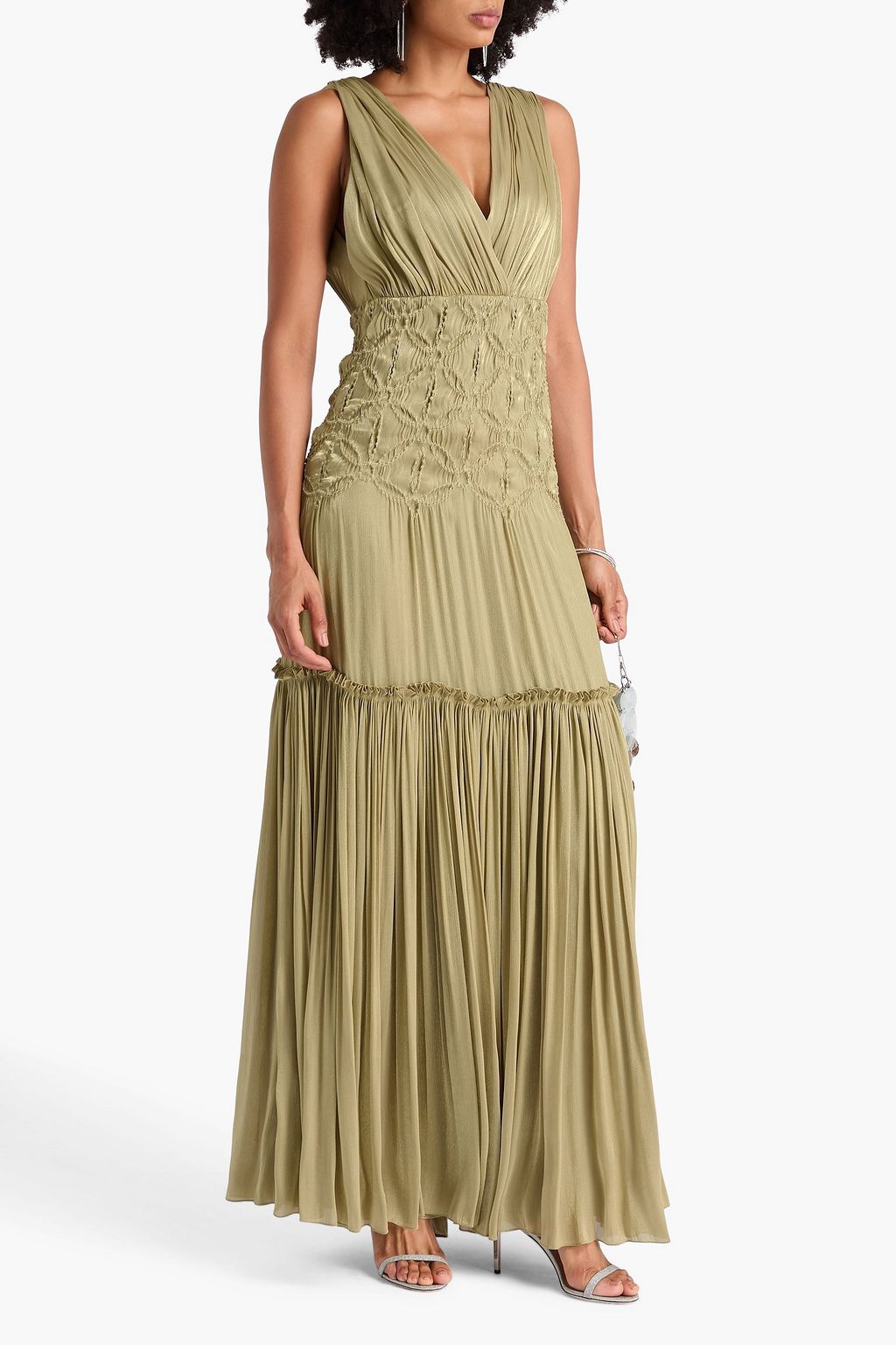 COSTARELLOS Gathered georgette gown