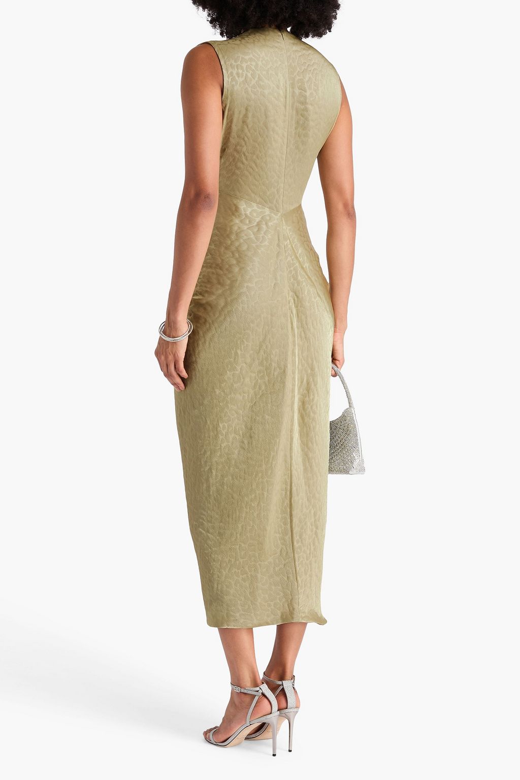 COSTARELLOS Twisted metallic leopard-print georgette maxi dress