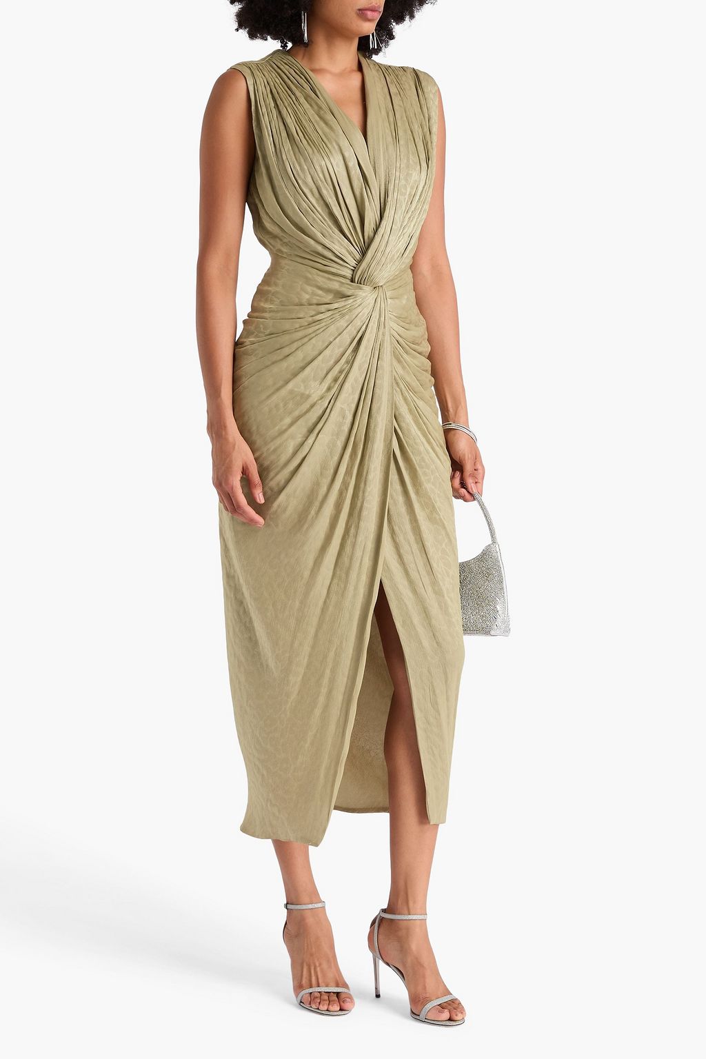 COSTARELLOS Twisted metallic leopard-print georgette maxi dress