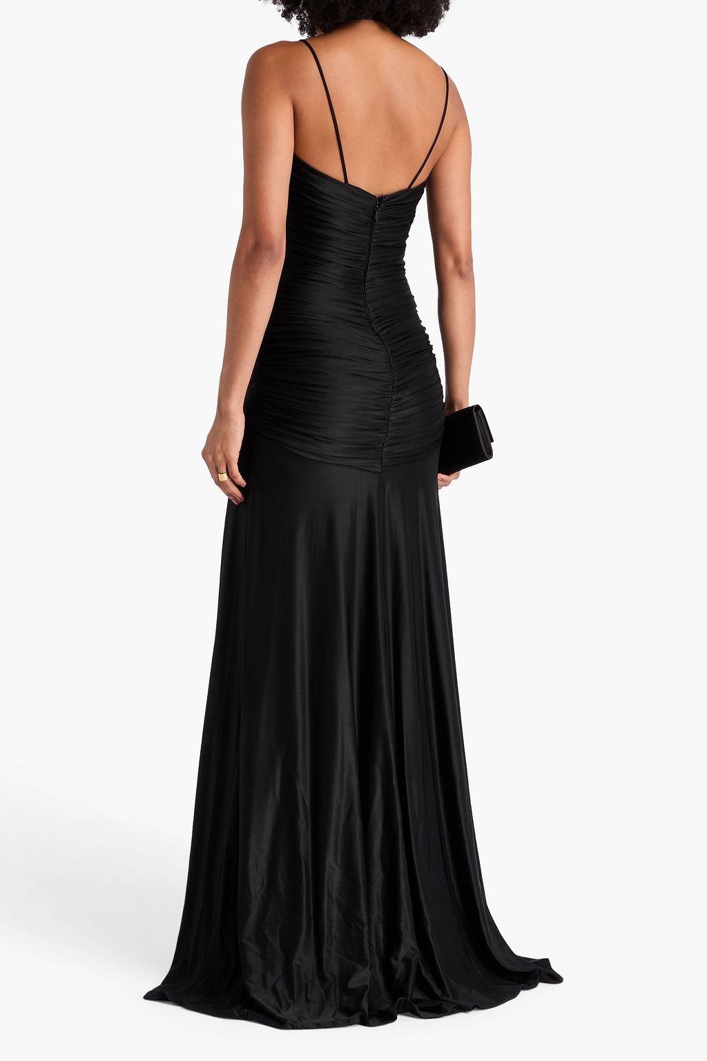 COSTARELLOS Cutout satin-jersey gown