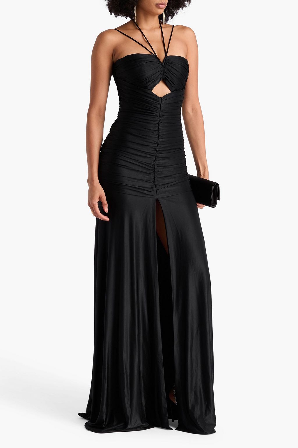 COSTARELLOS Cutout satin-jersey gown