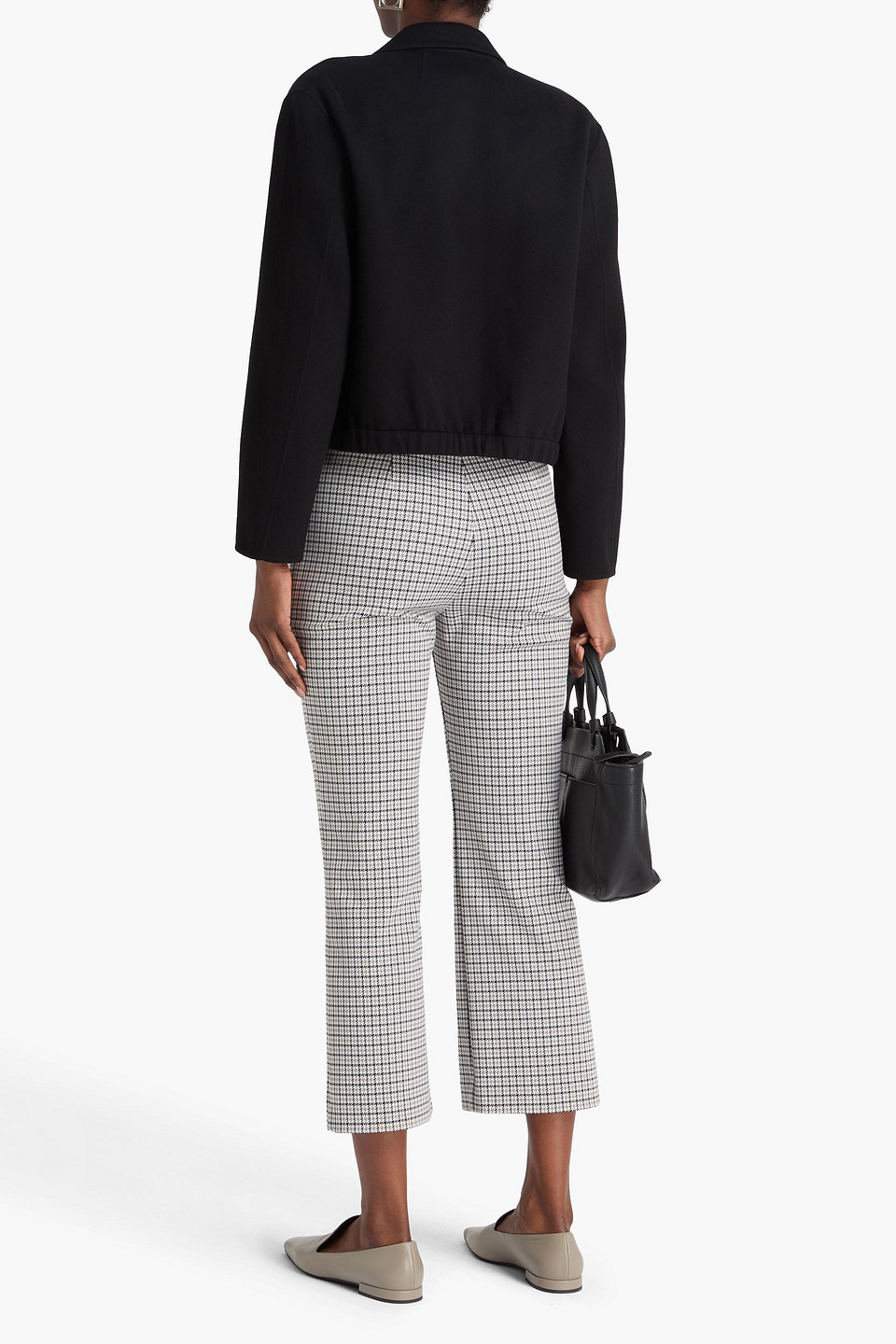  Theory - Cropped Bootcut-hose Aus Jacquard Mit Hahnentrittmuster - Neutral - Us 12 