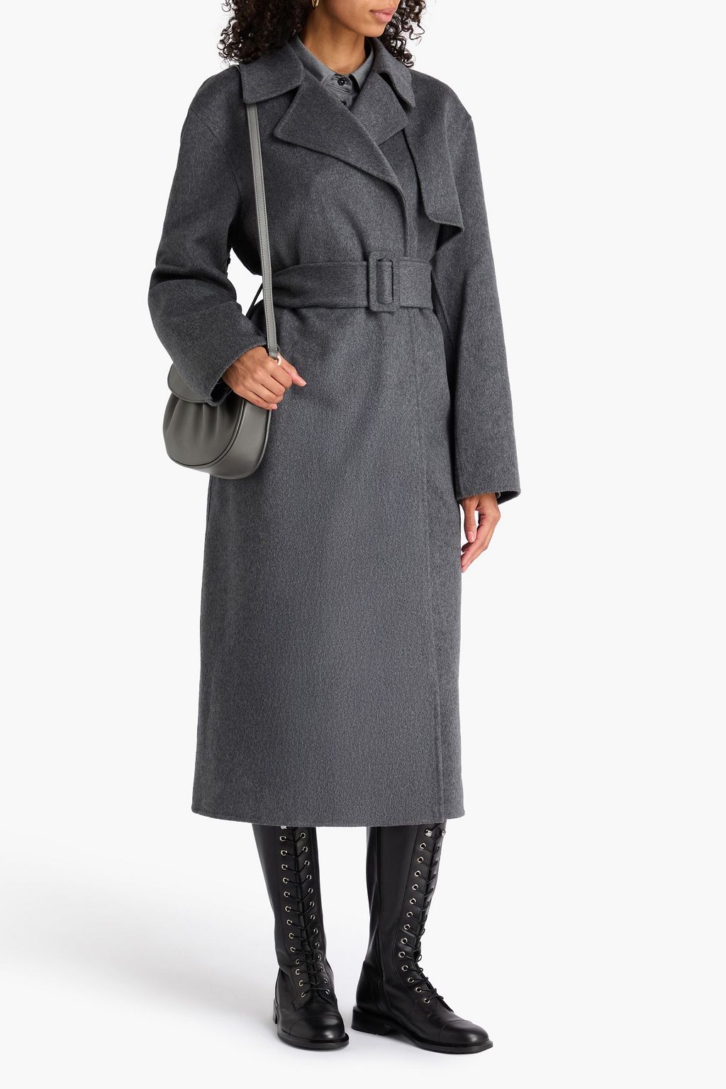 THEORY Belted brushed wool and cashmere-blend felt coat