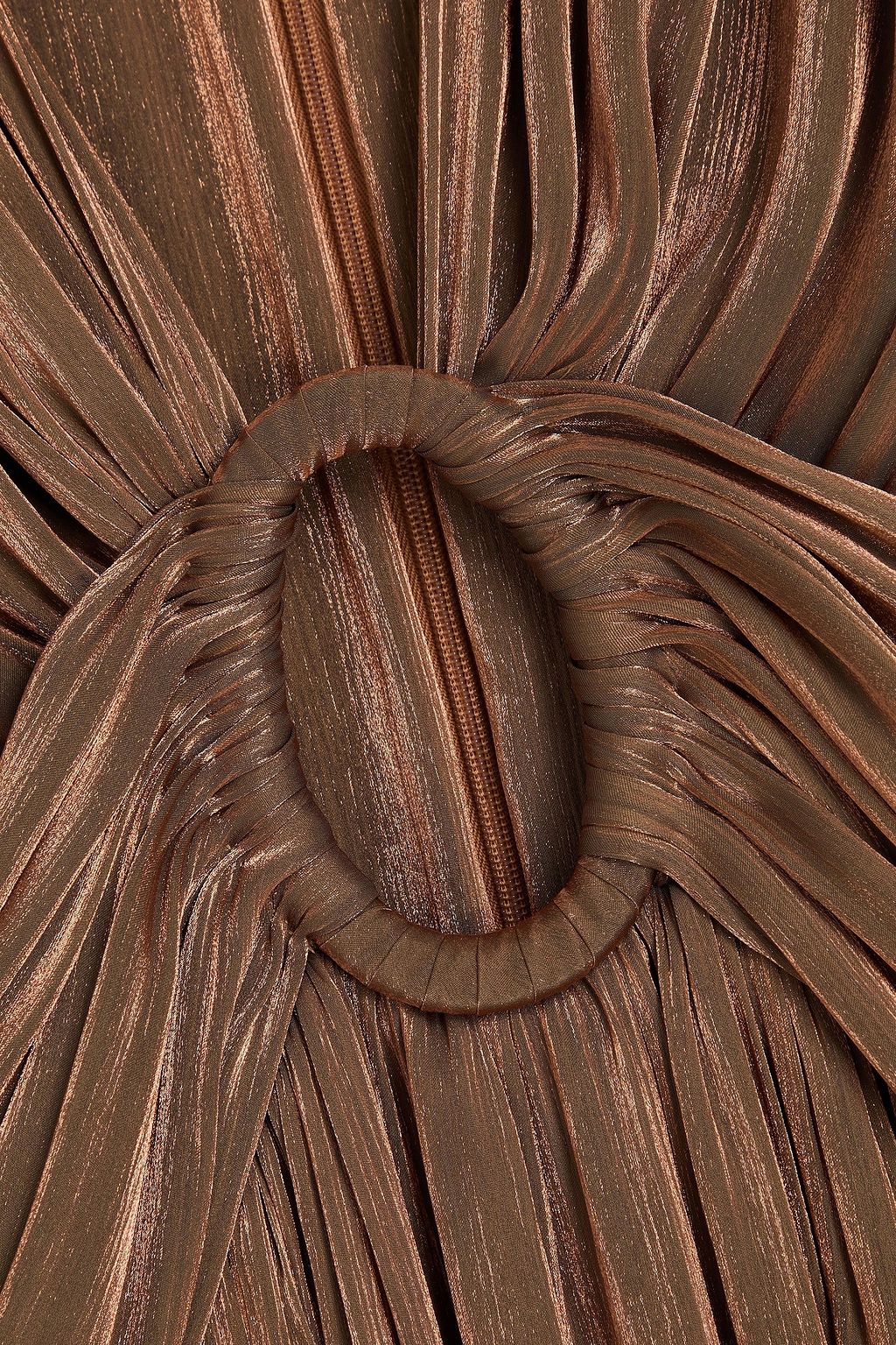 COSTARELLOS Cutout metallic georgette gown