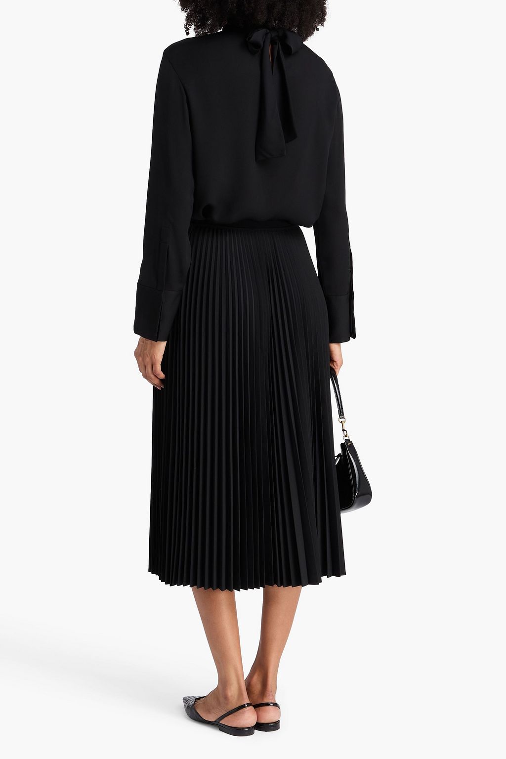 THEORY Pussy-bow silk-crepe blouse