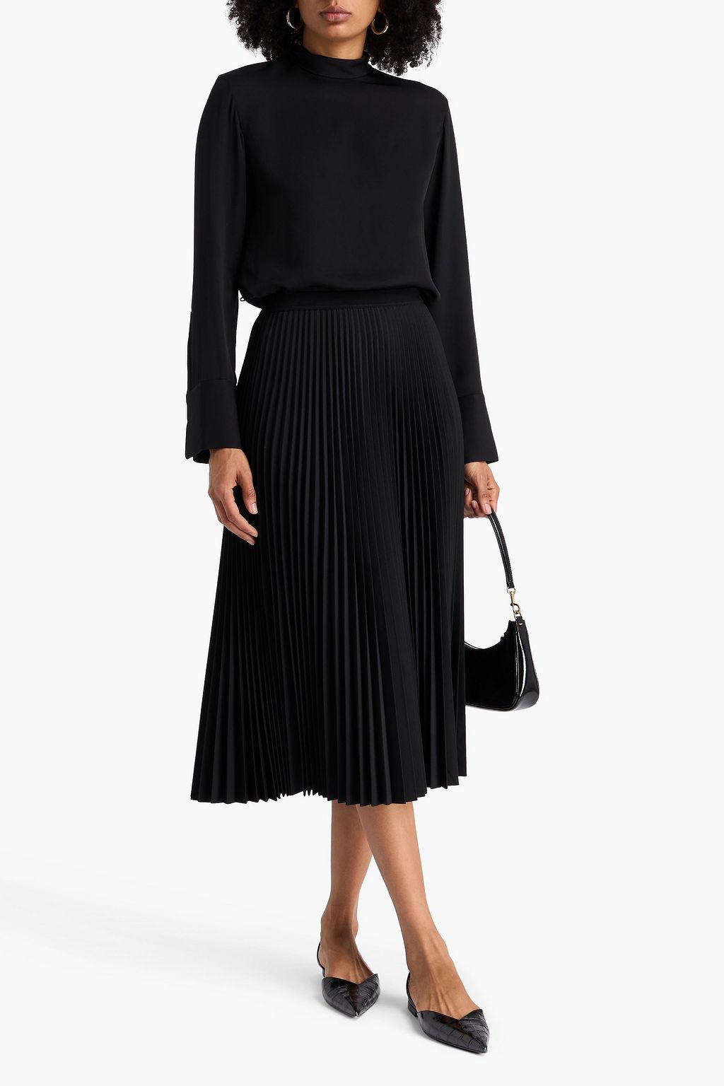 THEORY Pussy-bow silk-crepe blouse