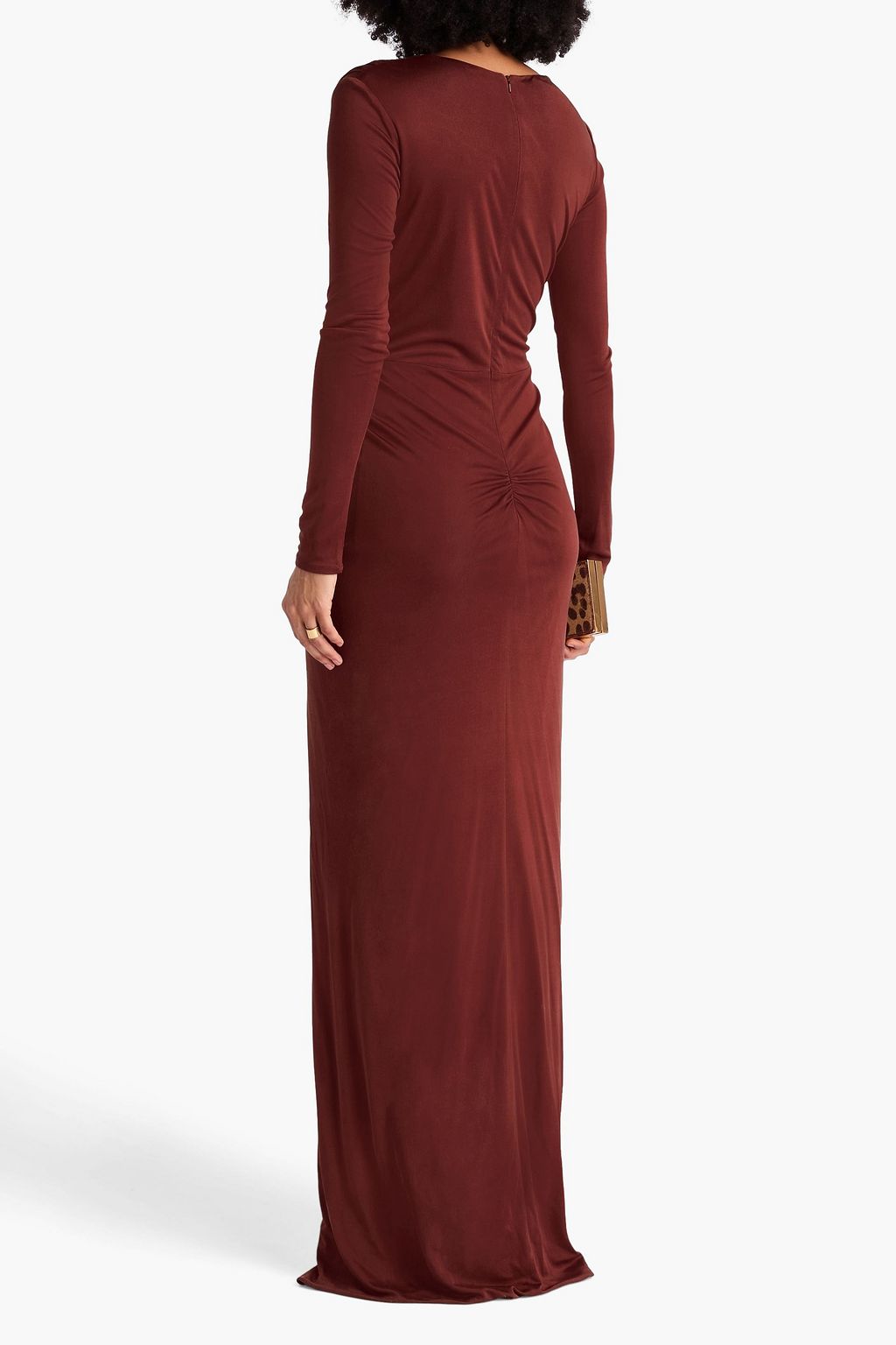 COSTARELLOS Ruched stretch-jersey gown