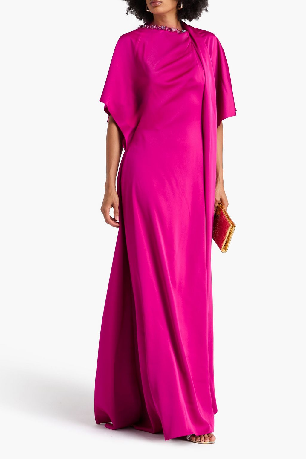 SAFIYAA Reda crystal-embellished draped satin-crepe gown | THE OUTNET