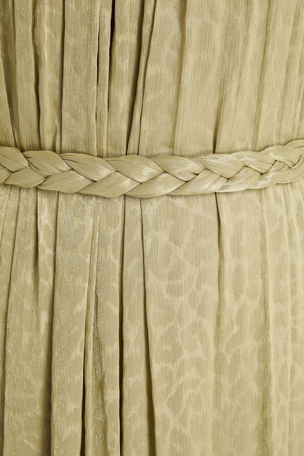 COSTARELLOS One-shoulder metallic leopard-print georgette gown