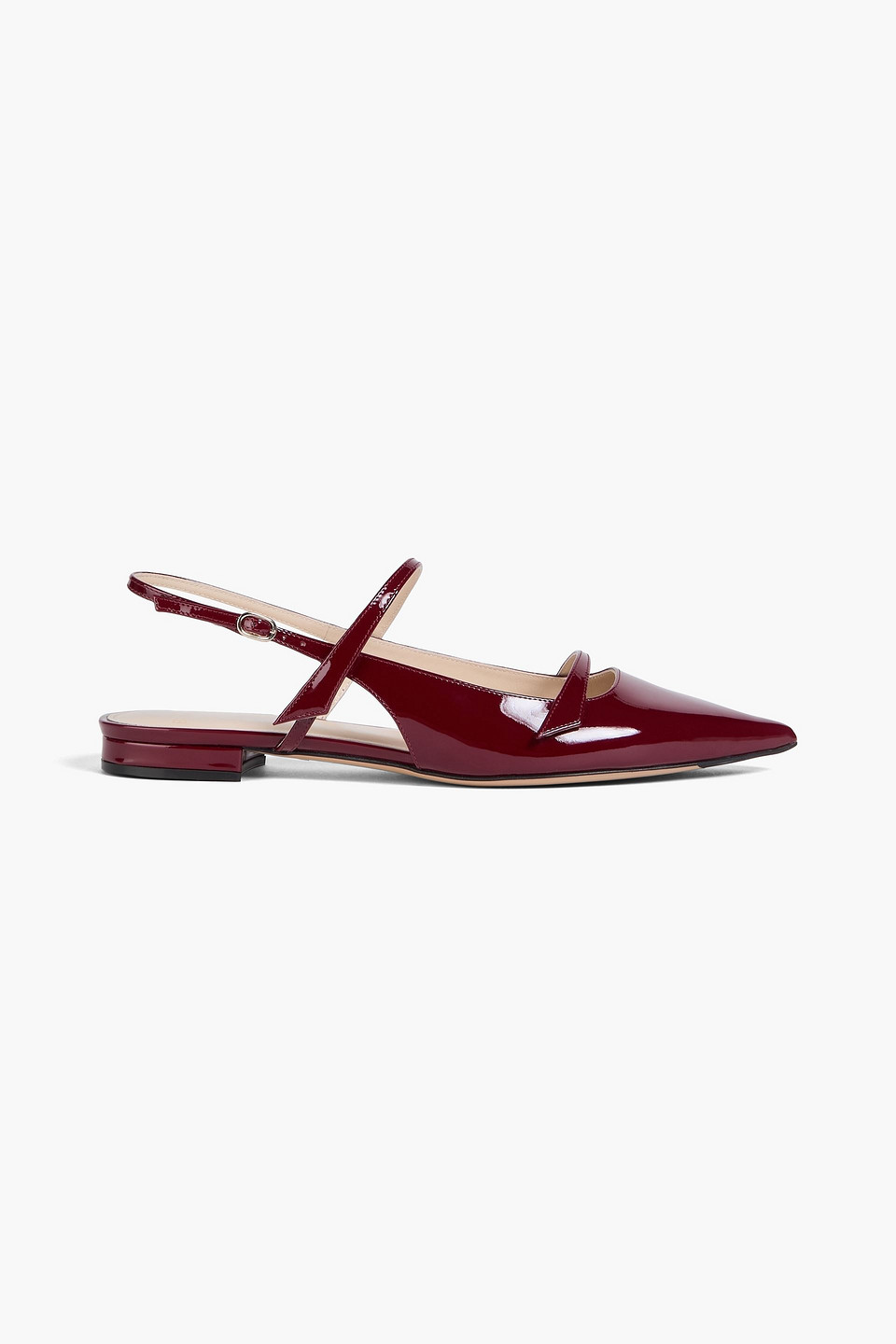 Alexandre Birman Tita Patent-leather Slingback Point-toe Flats In Burgundy