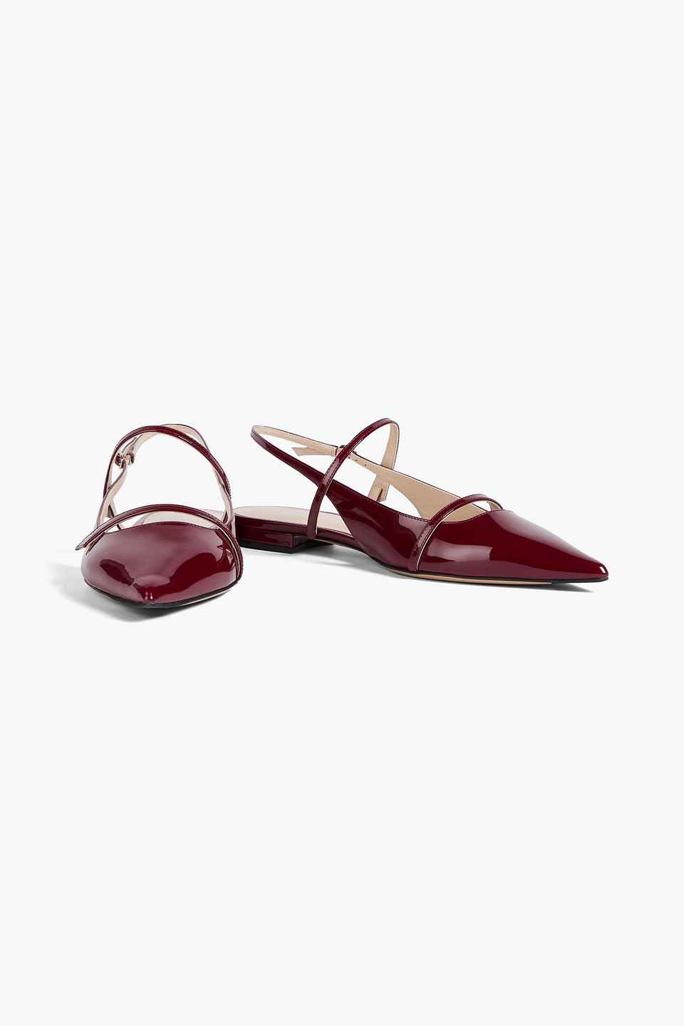 Alexandre Birman Tita Patent-leather Slingback Point-toe Flats In Burgundy