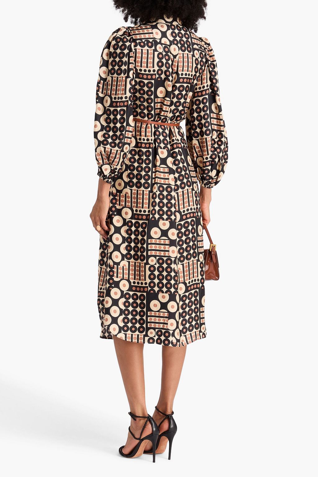 ZIMMERMANN Belted printed silk-twill midi shirt dress