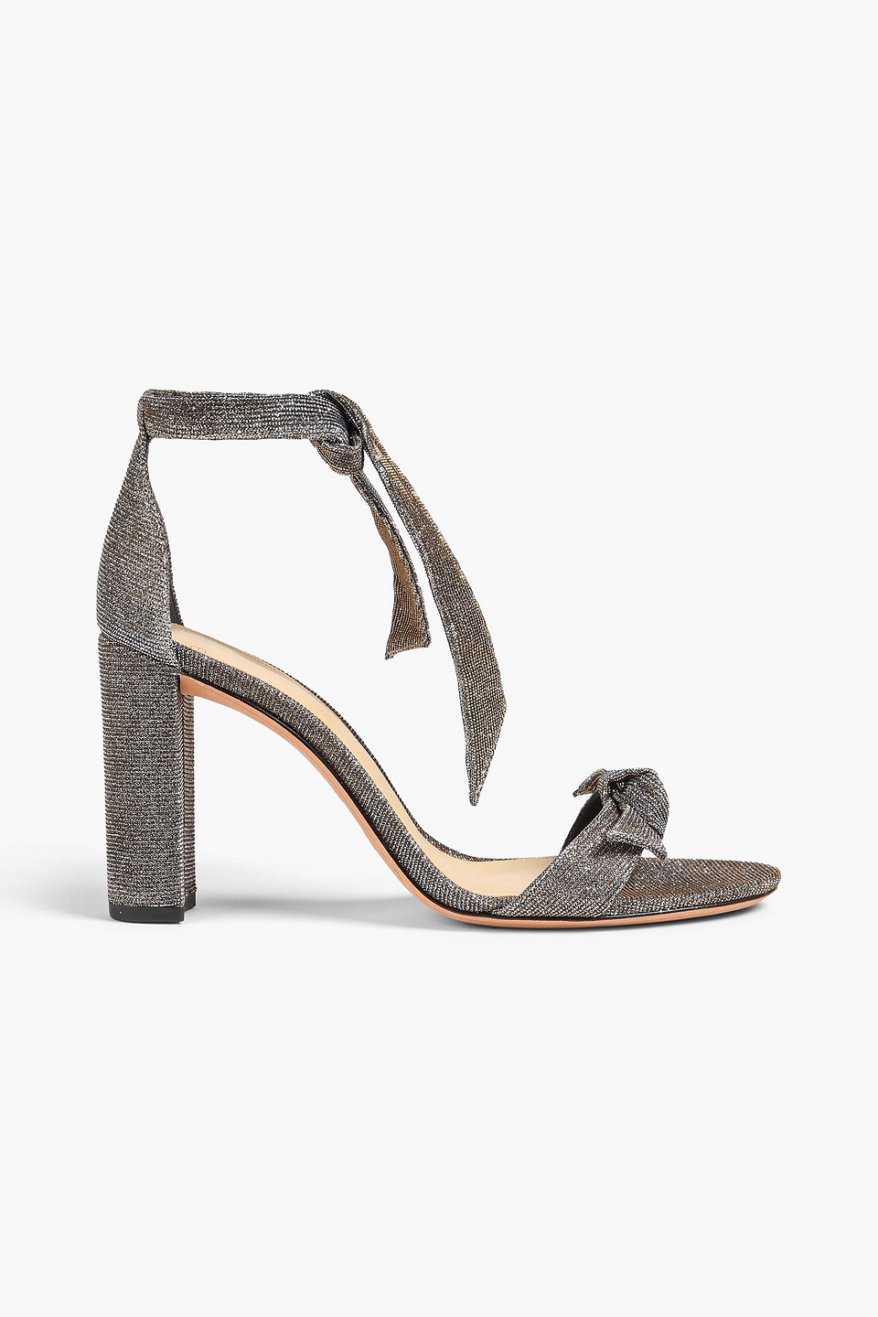 Alexandre Birman Clarita Bow-detailed Lamé Sandals In Gray