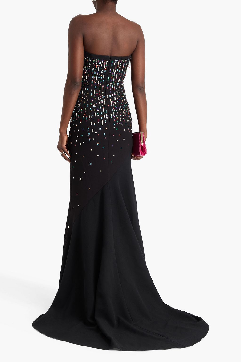 SAFIYAA Sofie strapless embellished crepe gown