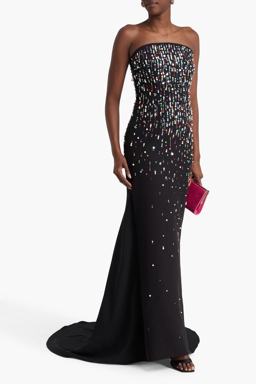 SAFIYAA Sofie strapless embellished crepe gown