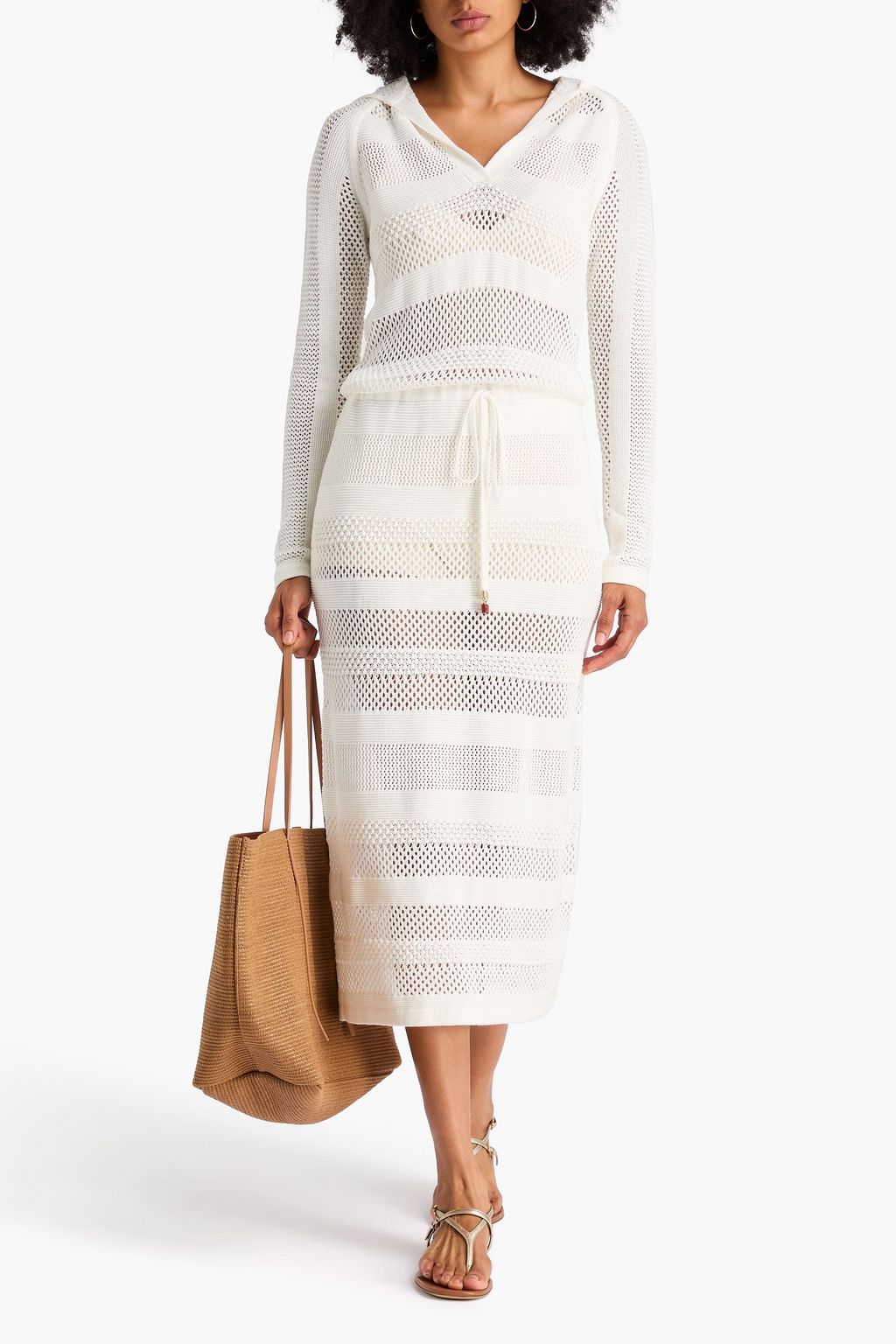 ZIMMERMANN 크로셰 니트 코튼 미디 드레스