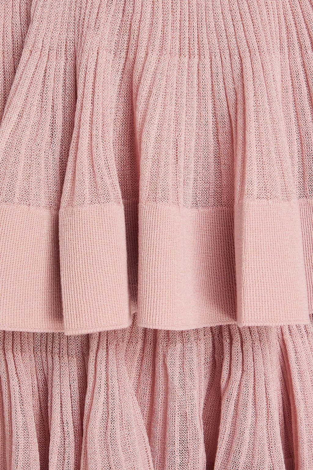 ZIMMERMANN Tiered ribbed-knit mini dress