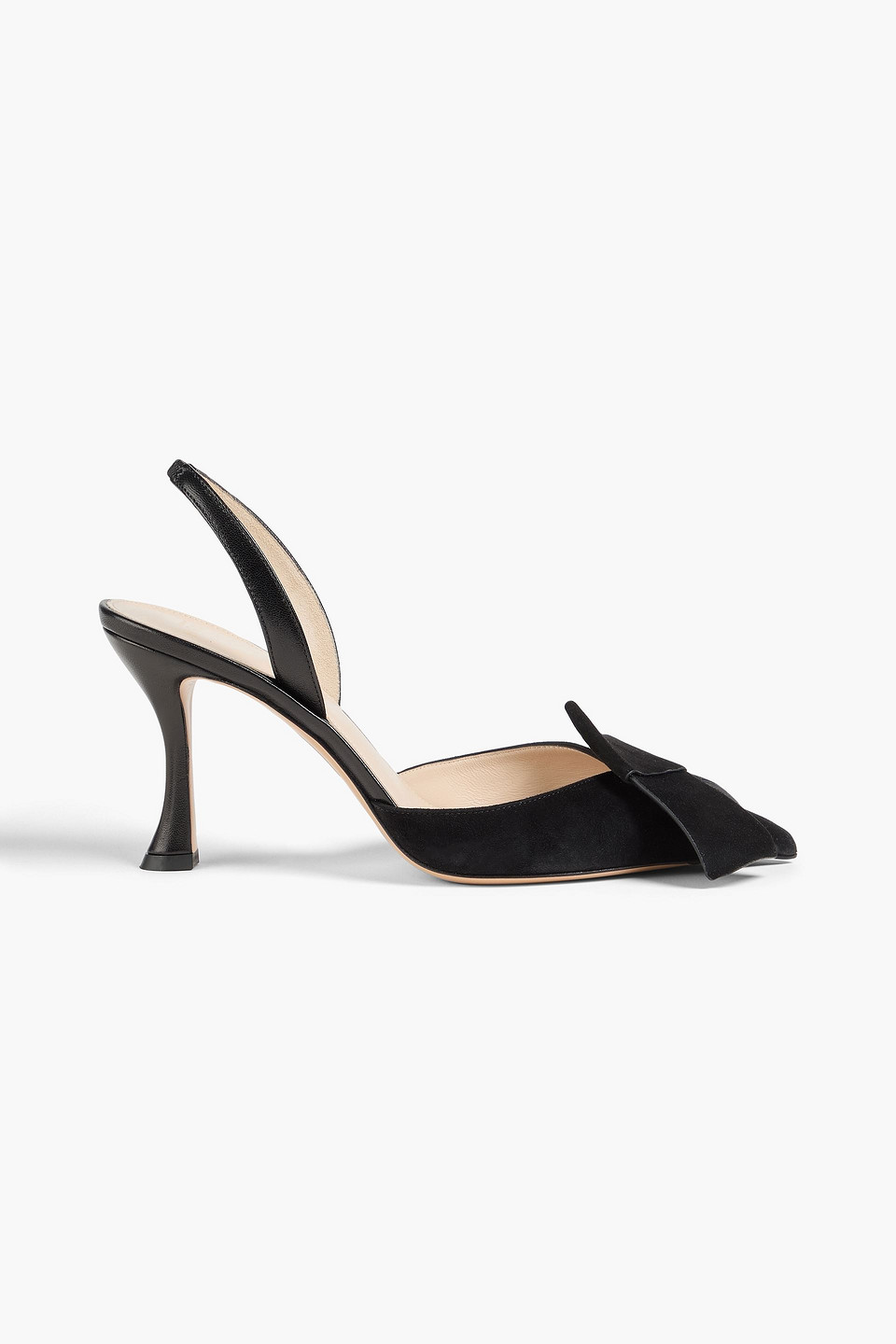 Alexandre Birman Bonny 85 Bow-detailed Suede Slingback Pumps In Black