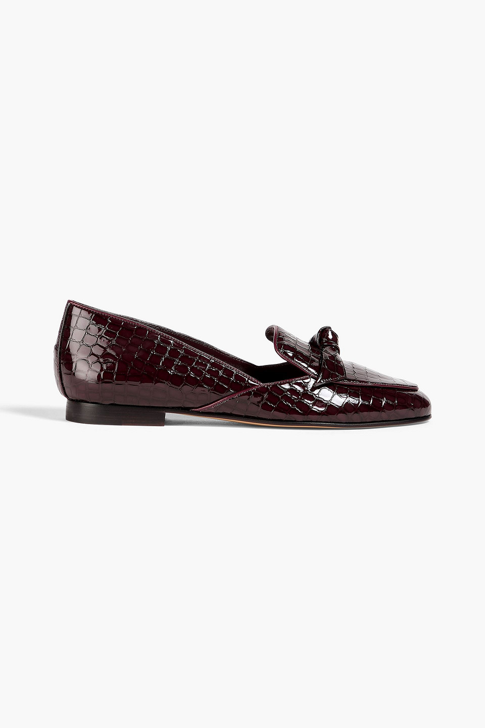 Alexandre Birman Clarita Bow-detailed Croc-effect Leather Loafers In Burgundy