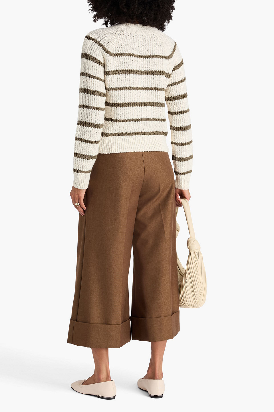 Vince Striped Cotton-blend Sweater In White