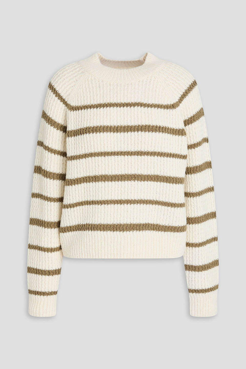 Vince Striped Cotton-blend Sweater In White