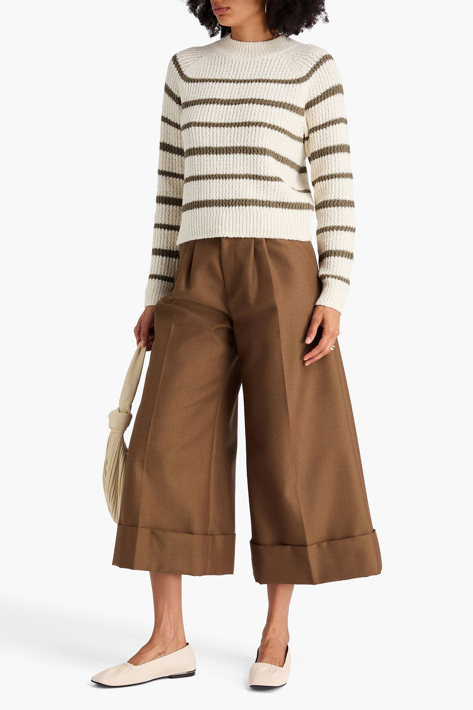 Vince Striped Cotton-blend Sweater In White