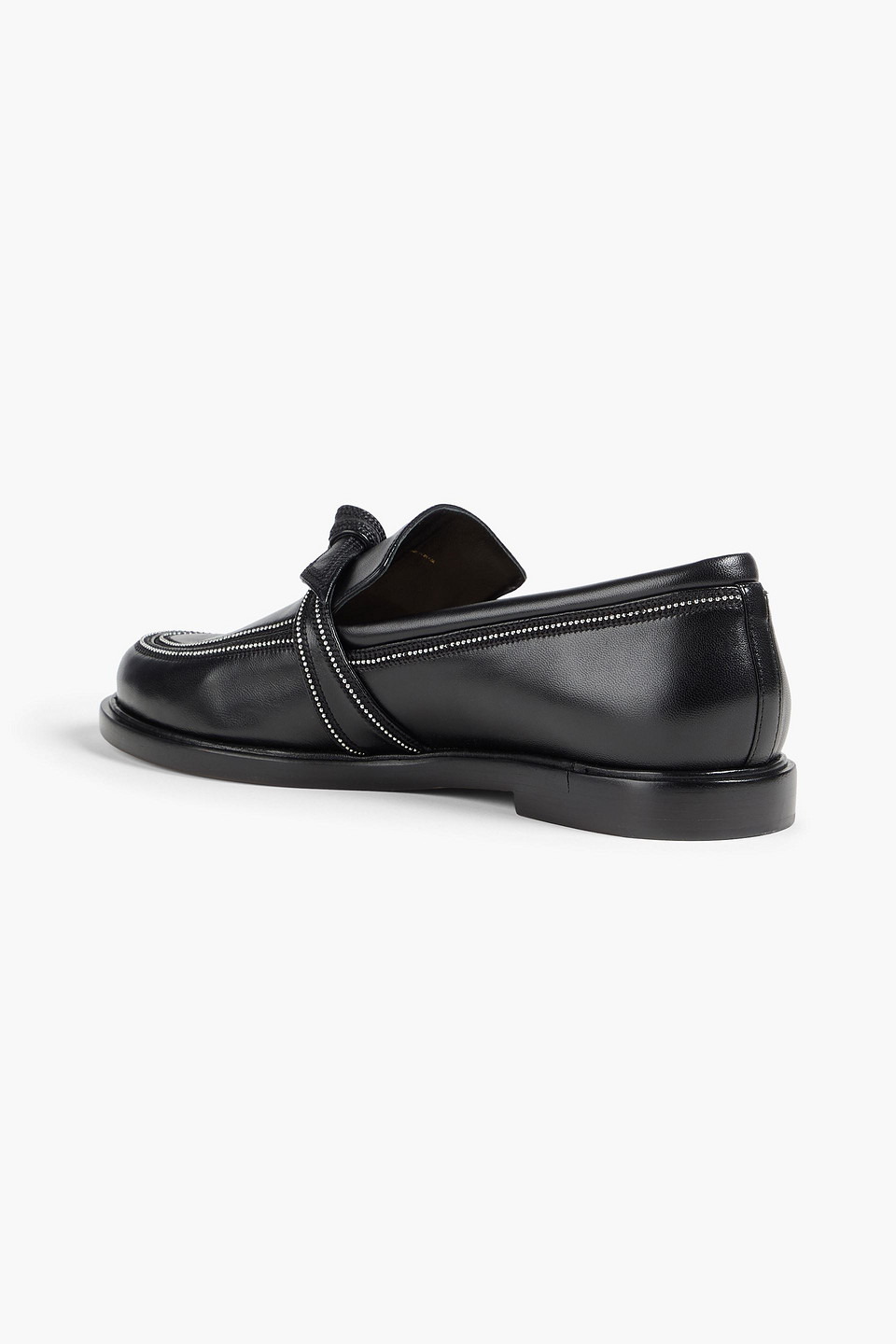 Alexandre Birman Clarita Bow-detailed Embellished Leather Loafers In Black