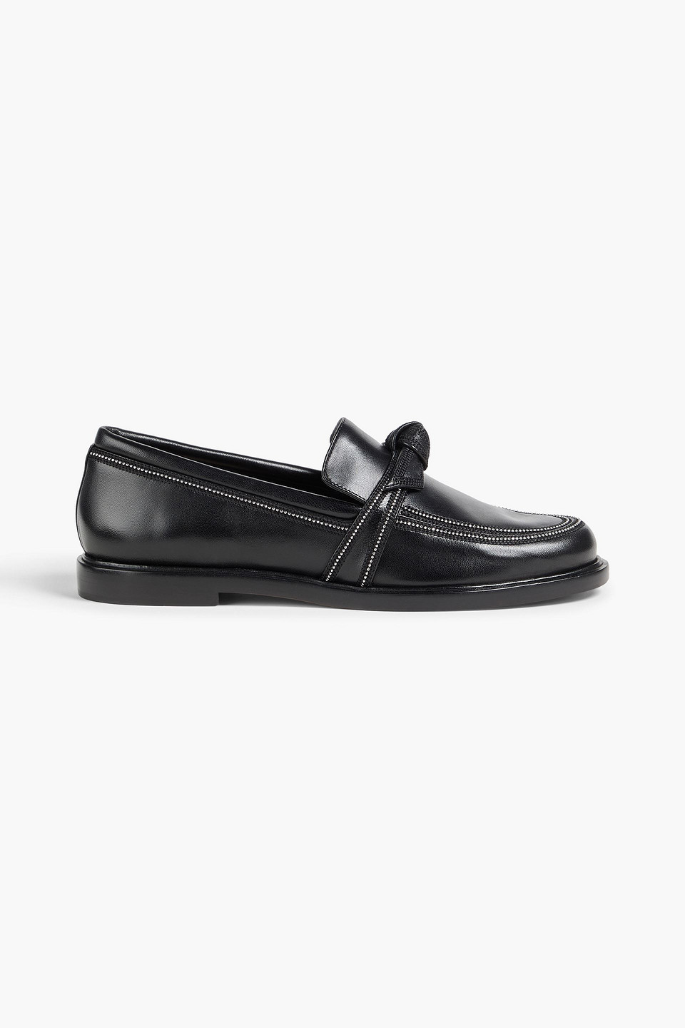 Alexandre Birman Clarita Bow-detailed Embellished Leather Loafers In Black