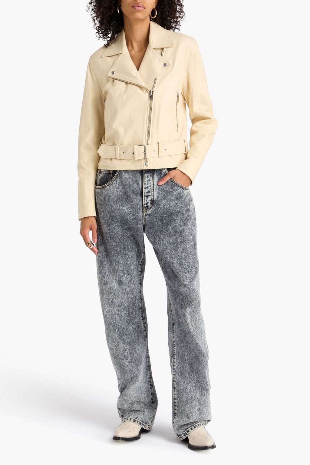 IRO جاكيت بايكر من الجلد