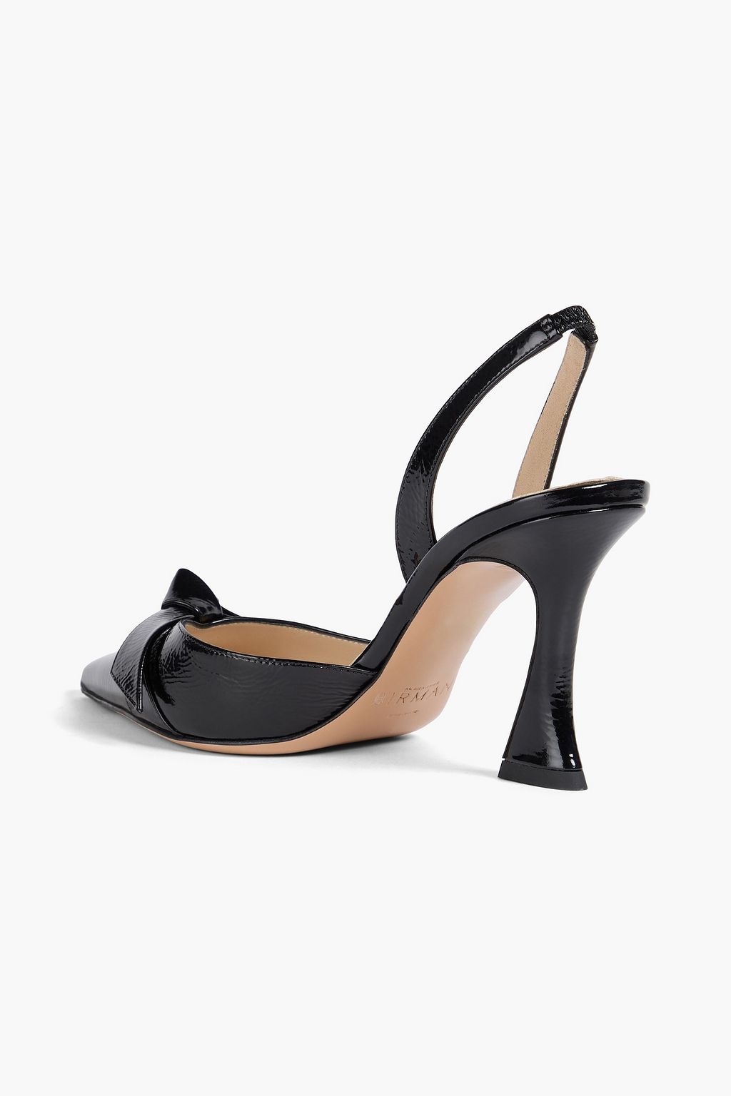 ALEXANDRE BIRMAN Clarita Bell 85 bow-detailed crinkled patent-leather slingback pumps