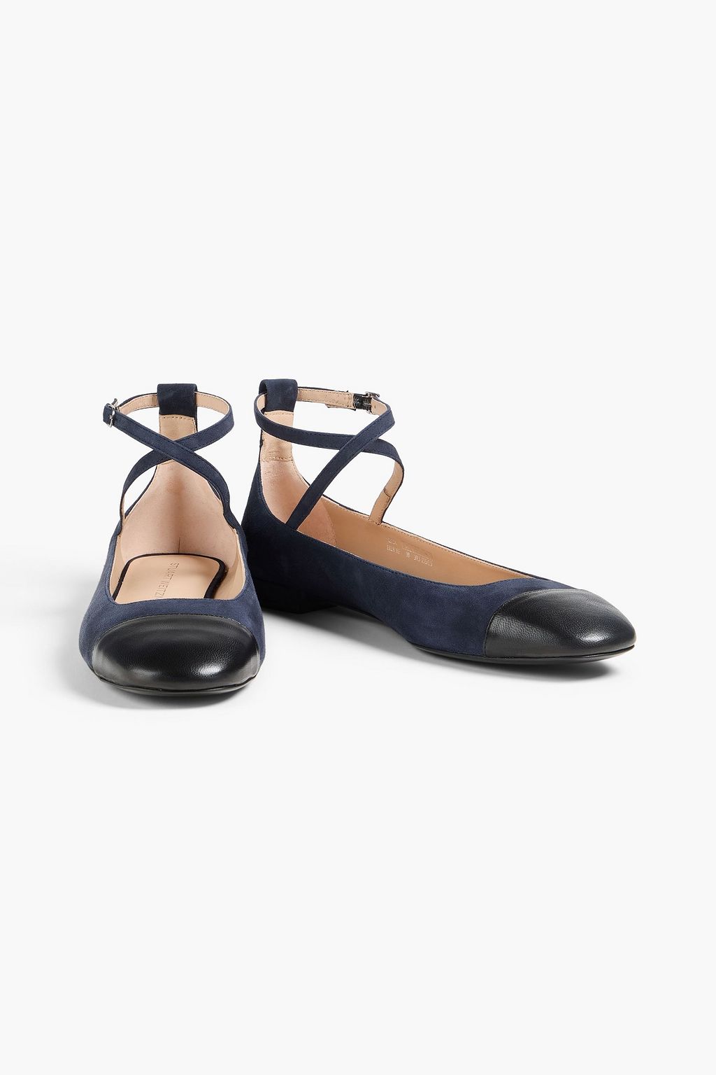 STUART WEITZMAN حذاء باليرينا مسطح إيدن من الجلد وجلد السويد