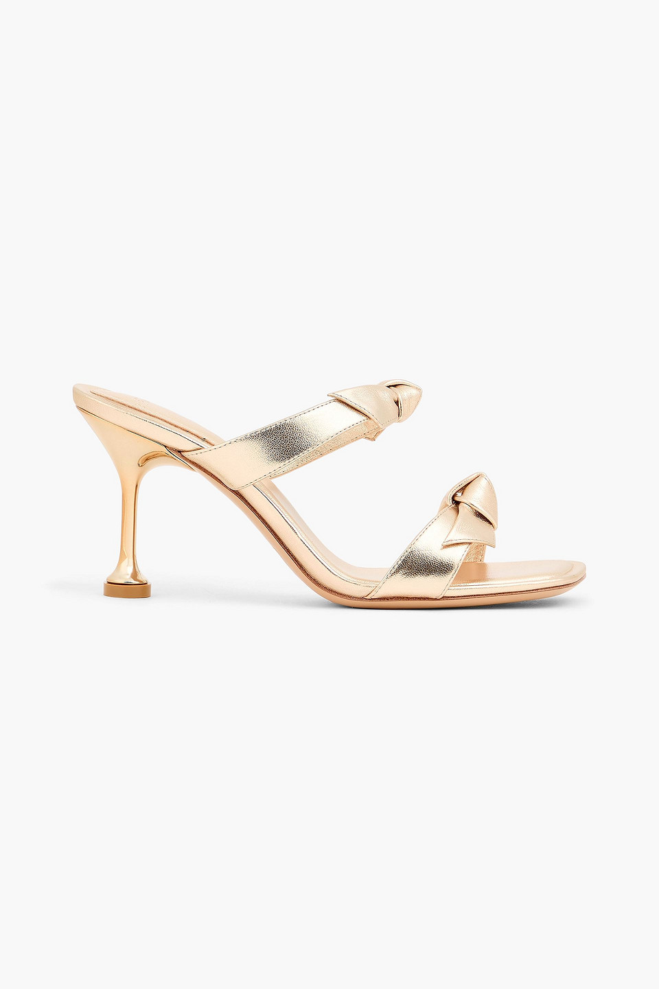 Alexandre Birman Clarita Bow-detailed Metallic Leather Sandals In Gold