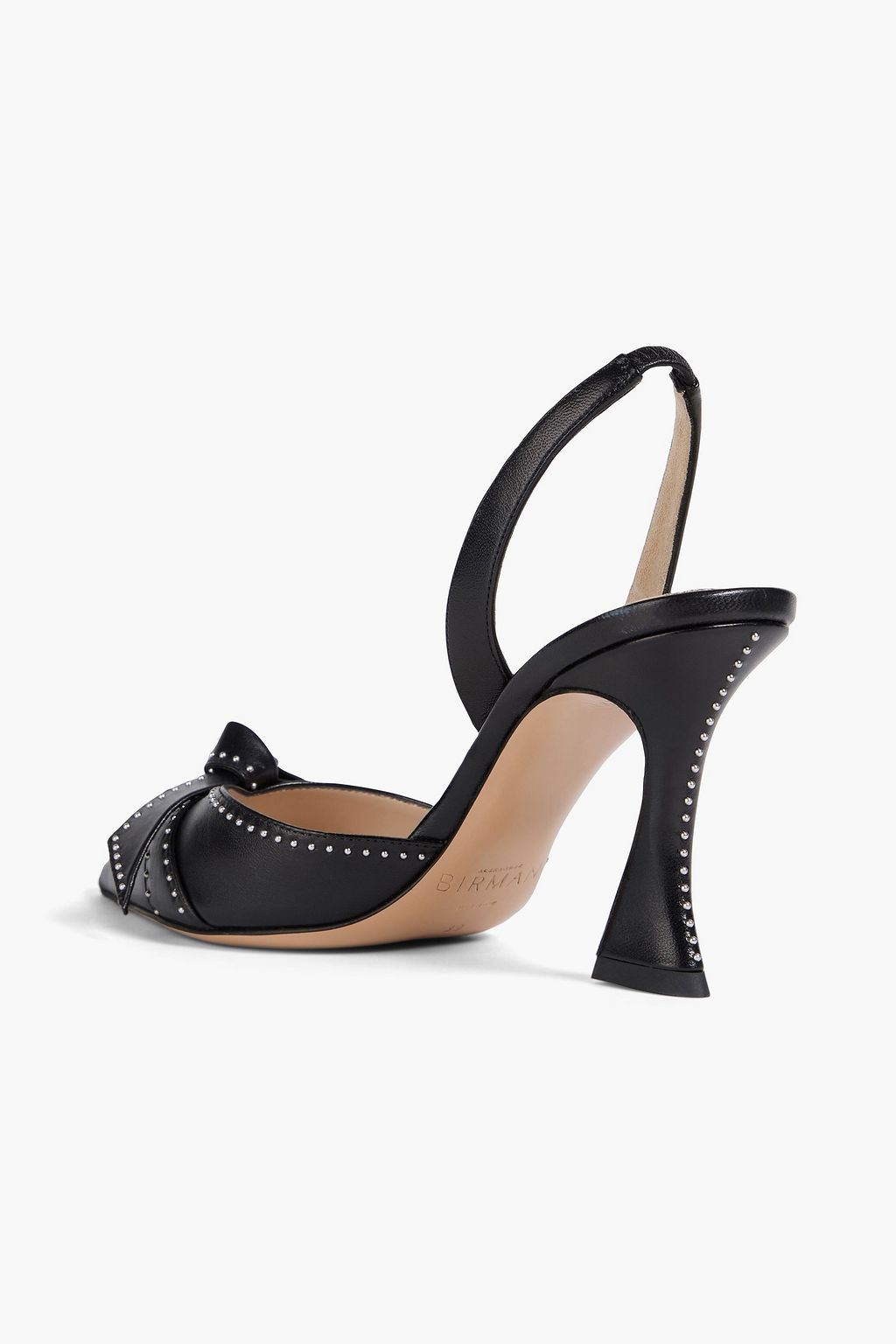 ALEXANDRE BIRMAN Clarita Bell 85 bow-detailed studded leather slingback pumps