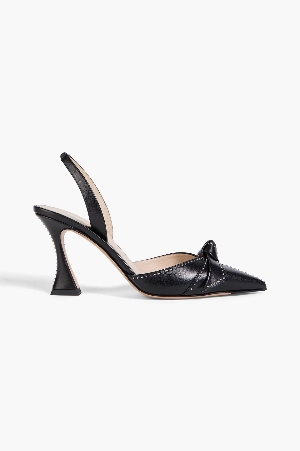 Alexandre Birman Clarita Bell 85 Bow-detailed Studded Leather Slingback Pumps In Black