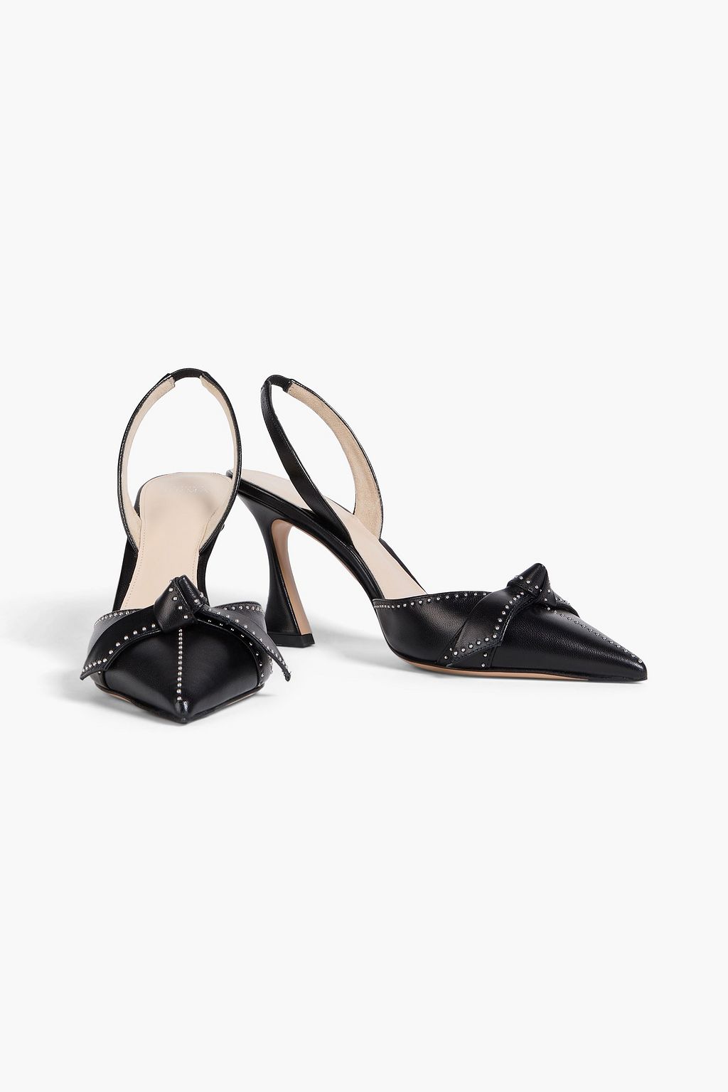 ALEXANDRE BIRMAN Clarita Bell 85 bow-detailed studded leather slingback pumps