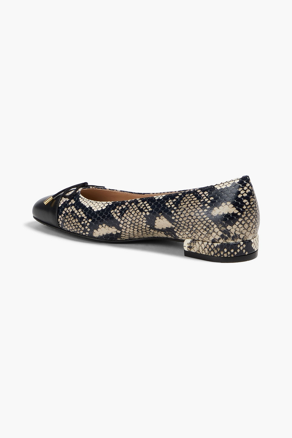  Stuart Weitzman - Sleek Bow Smooth And Snake-effect Leather Ballet Flats - Animal Print - Eu 35.5 