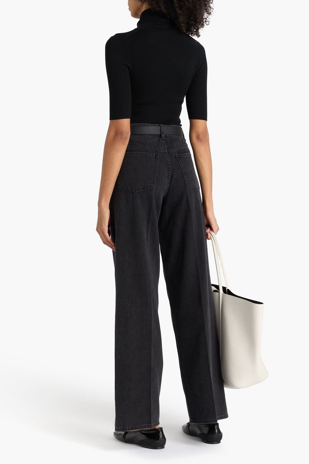 THEORY Ribbed wool turtleneck top