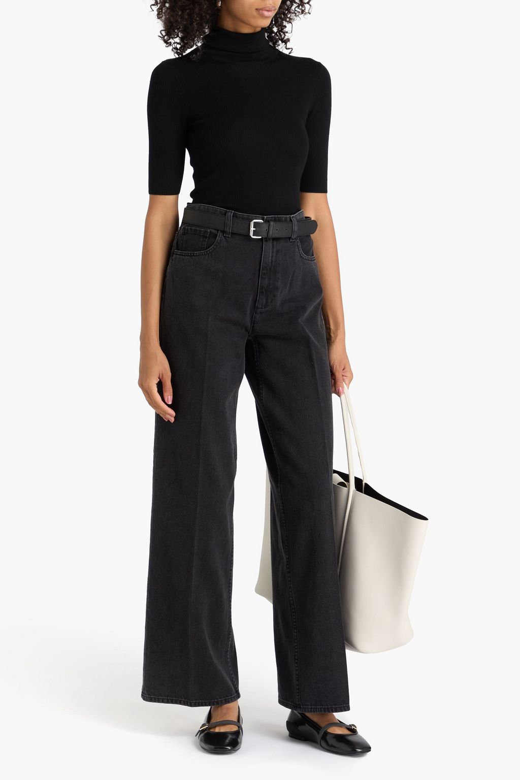 THEORY Ribbed wool turtleneck top
