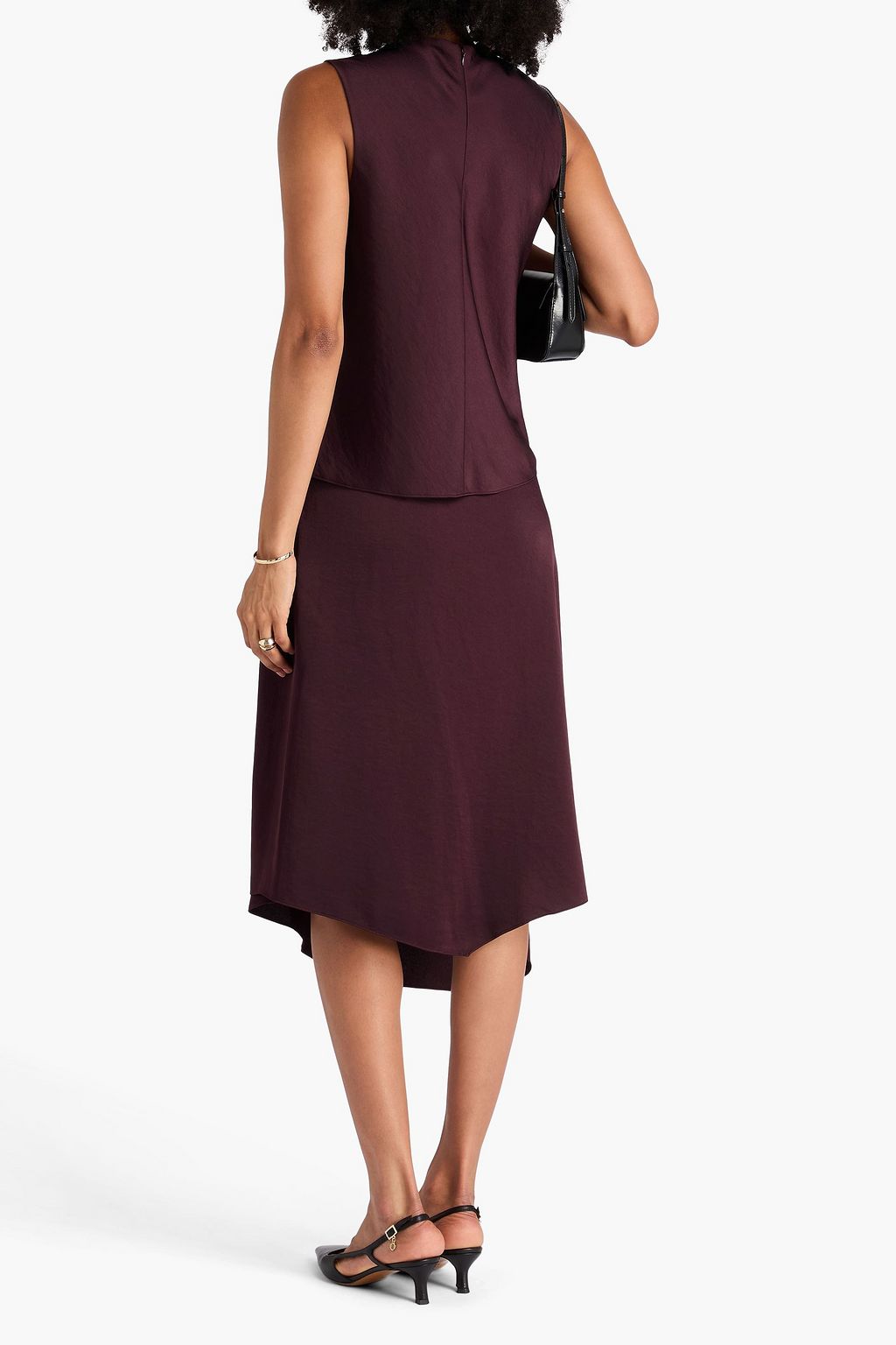 VINCE. Wrap-effect satin-crepe midi skirt