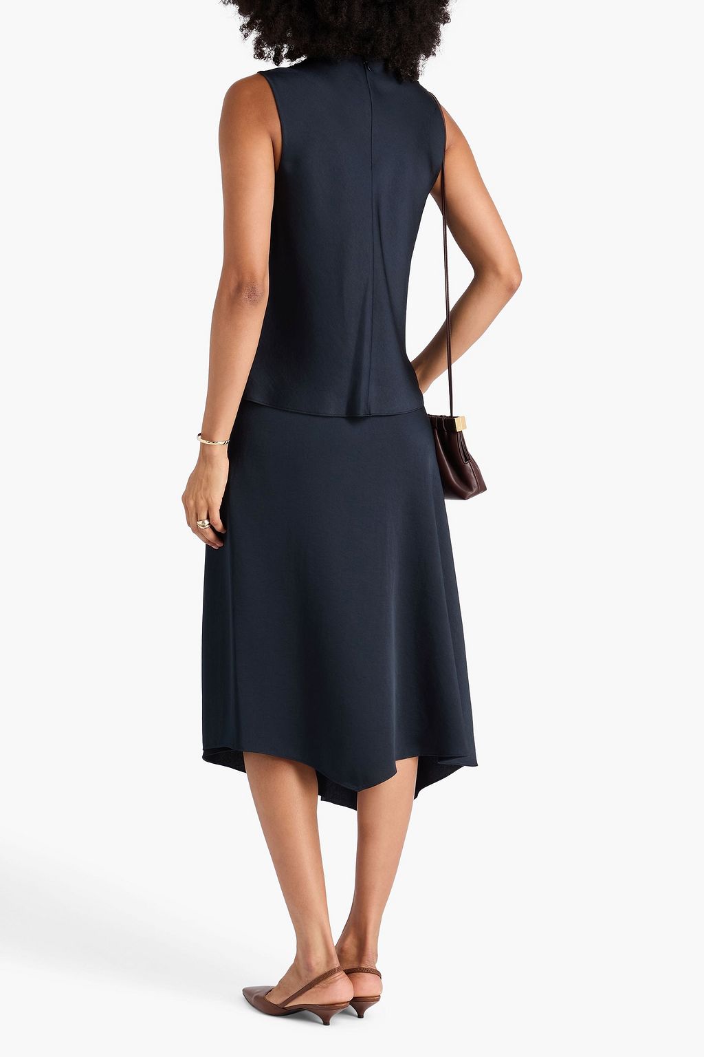 VINCE. Wrap-effect satin-crepe midi skirt