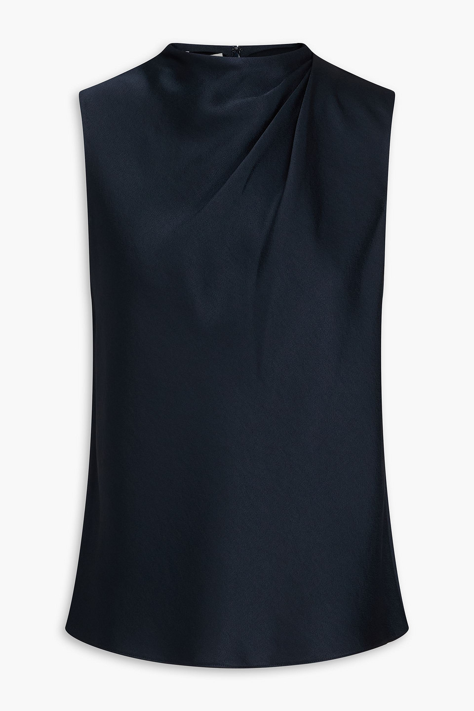 vince. - pleated satin-crepe top - blue - s