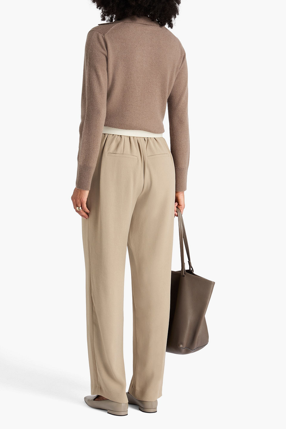 Vince Wool And Cashmere-blend Polo Sweater In Brown