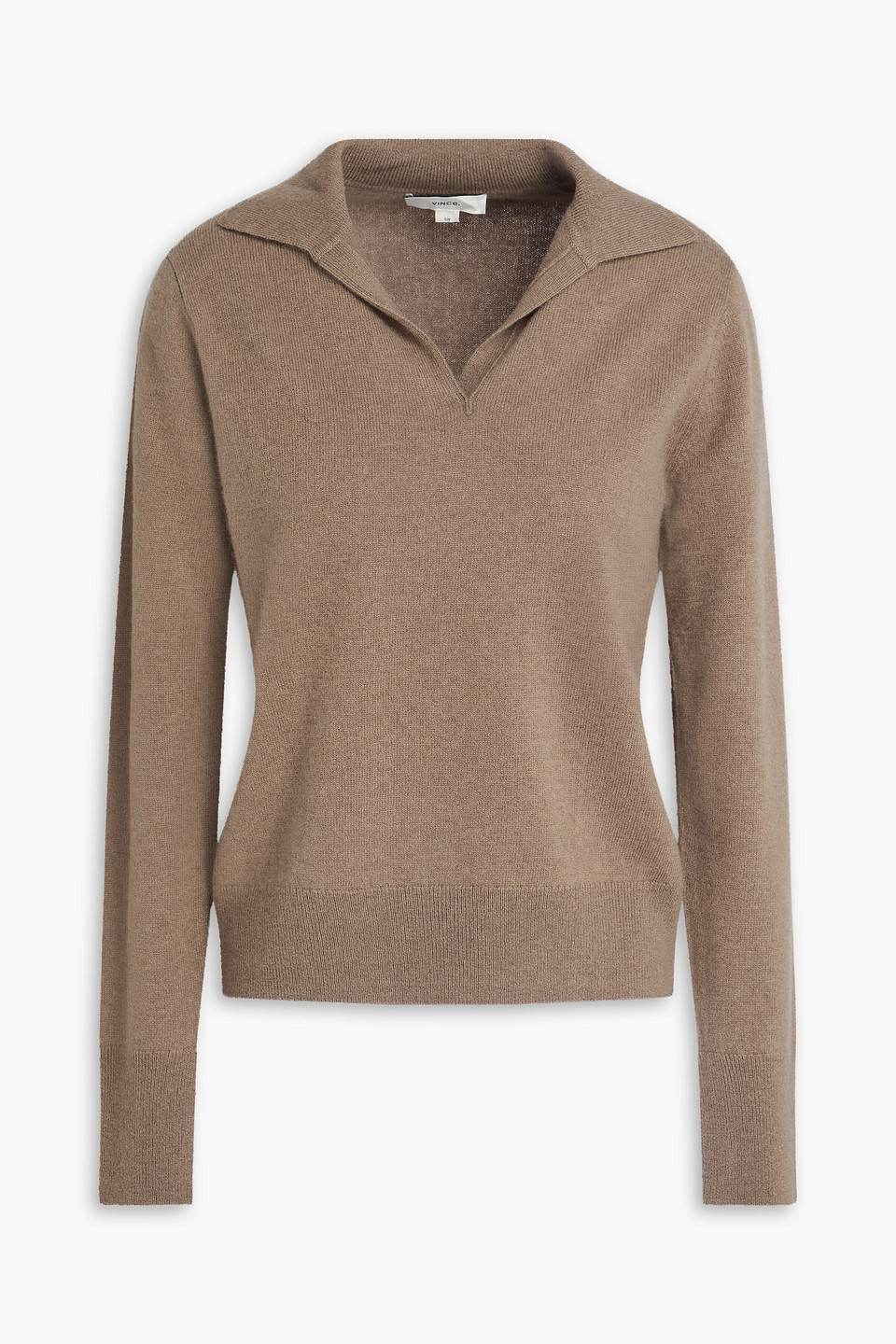 Vince Wool And Cashmere-blend Polo Sweater In Brown