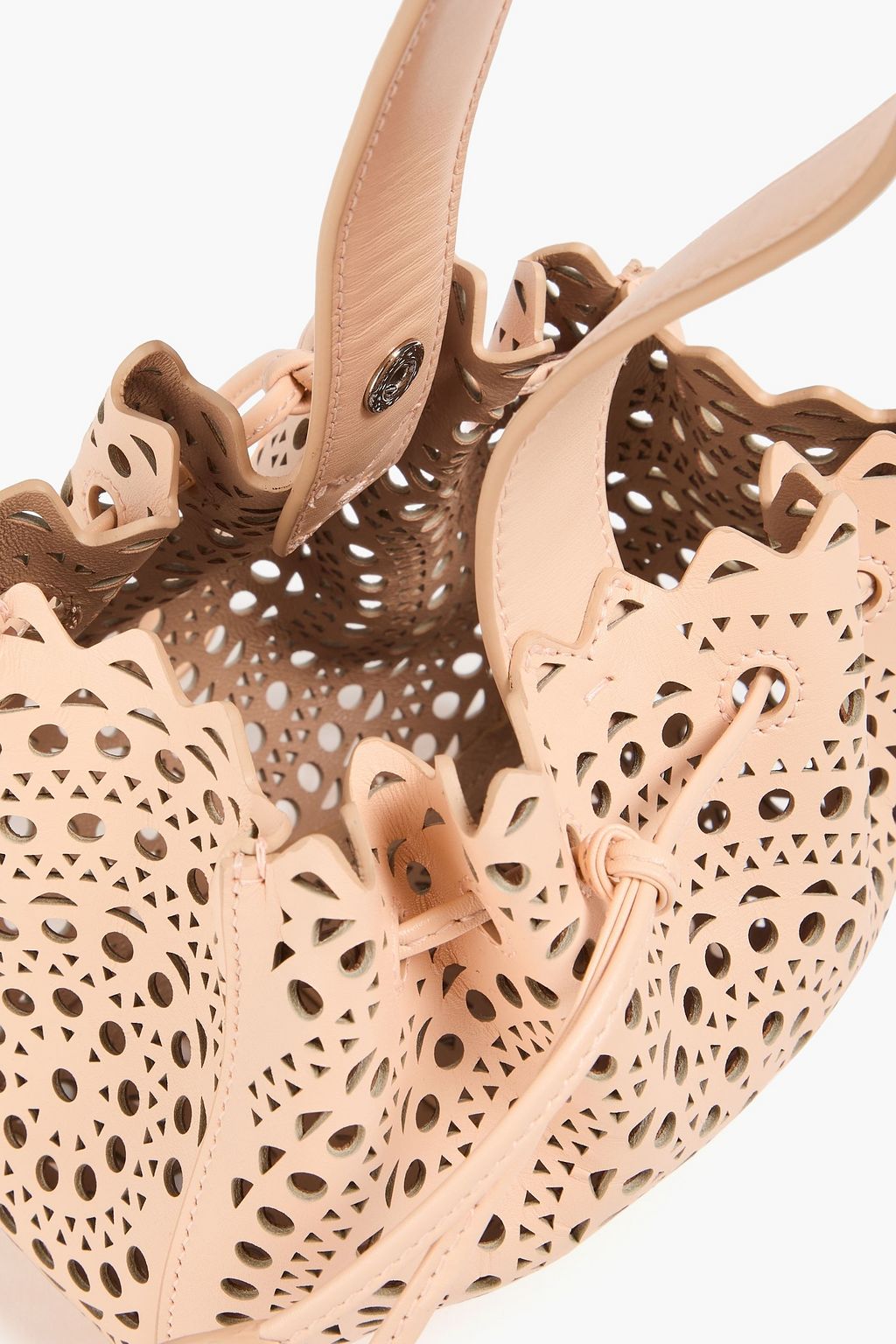 ALAÏA Rose Marie laser-cut leather bucket bag
