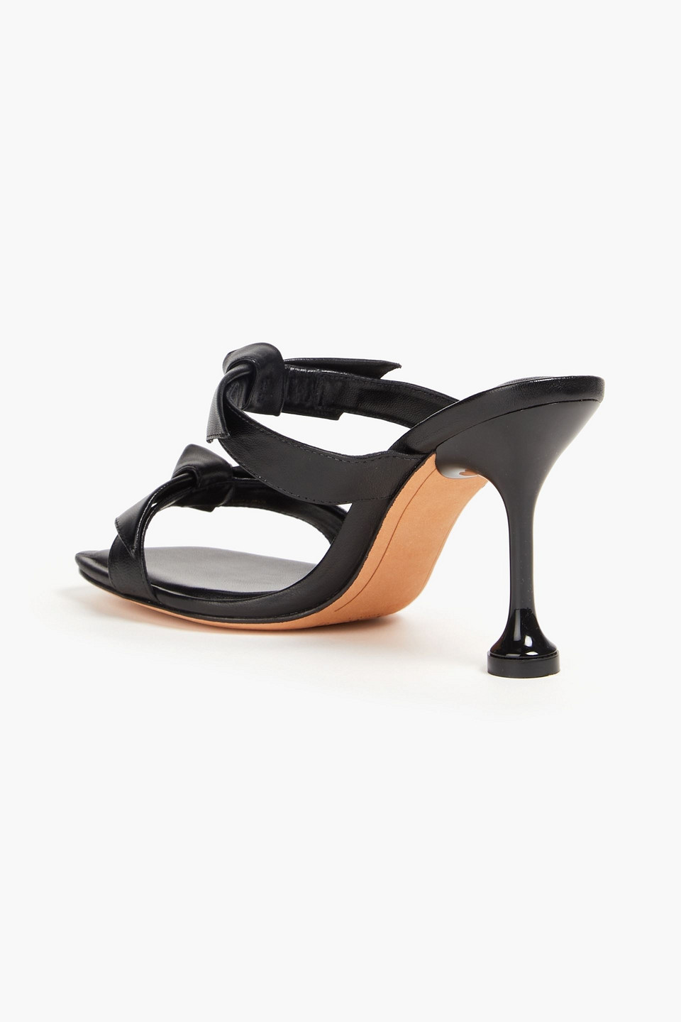 Alexandre Birman Clarita Square Flare 85 Bow-detailed Leather Mules In Black